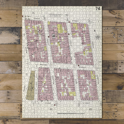 1000 Piece Jigsaw Puzzle 1884 Map of New York Manhattan, V. 1, Plate No. 74 Map