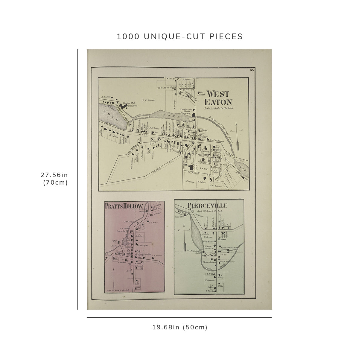 1000 Piece Jigsaw Puzzle: 1875 Map of Philadelphia West Eaton Village Pratts Hollow Vill