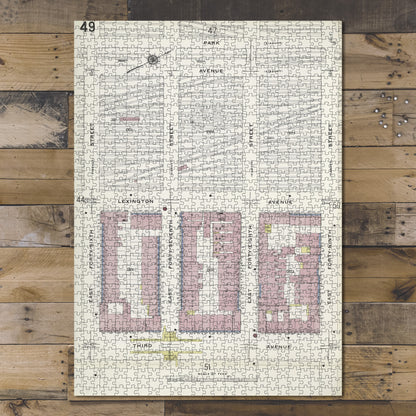 1000 Piece Jigsaw Puzzle 1884 Map of New York Manhattan, V. 4, Plate No. 49 Map