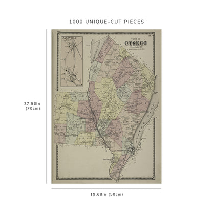 1000 Piece Jigsaw Puzzle: 1868 Map of New York Oaksville Village Town of Otsego, Otsego