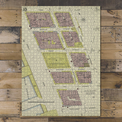 1000 Piece Jigsaw Puzzle 1884 Map of New York Manhattan, V. 1, Plate No. 13 Map