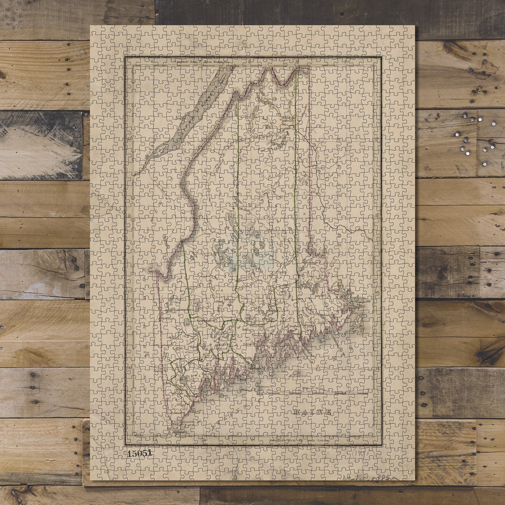 1000 Piece Jigsaw Puzzle 1835 Map of Boston, Mass. Maine Bradford, T. G.