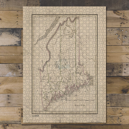1000 Piece Jigsaw Puzzle 1835 Map of Boston, Mass. Maine Bradford, T. G.