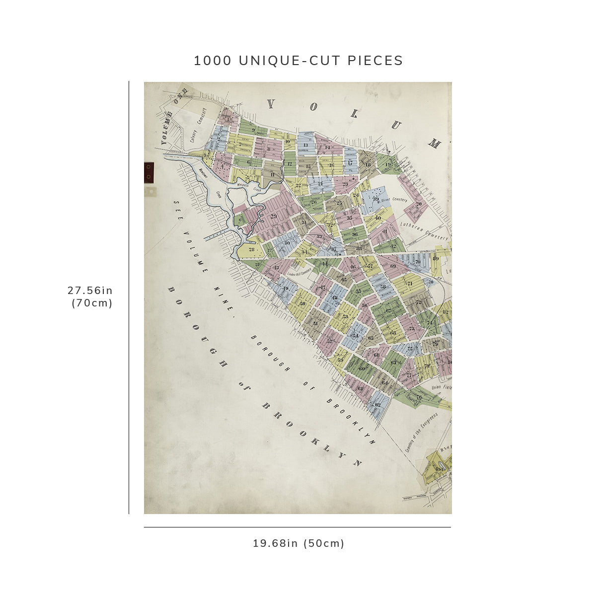 1000 Piece Jigsaw Puzzle: 1884 Map of New York Key Sanborn Map Company | Historic Art