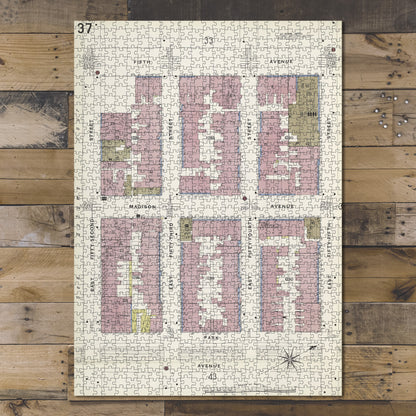 1000 Piece Jigsaw Puzzle 1884 Map of New York Manhattan, V. 6, Plate No. 37 Map