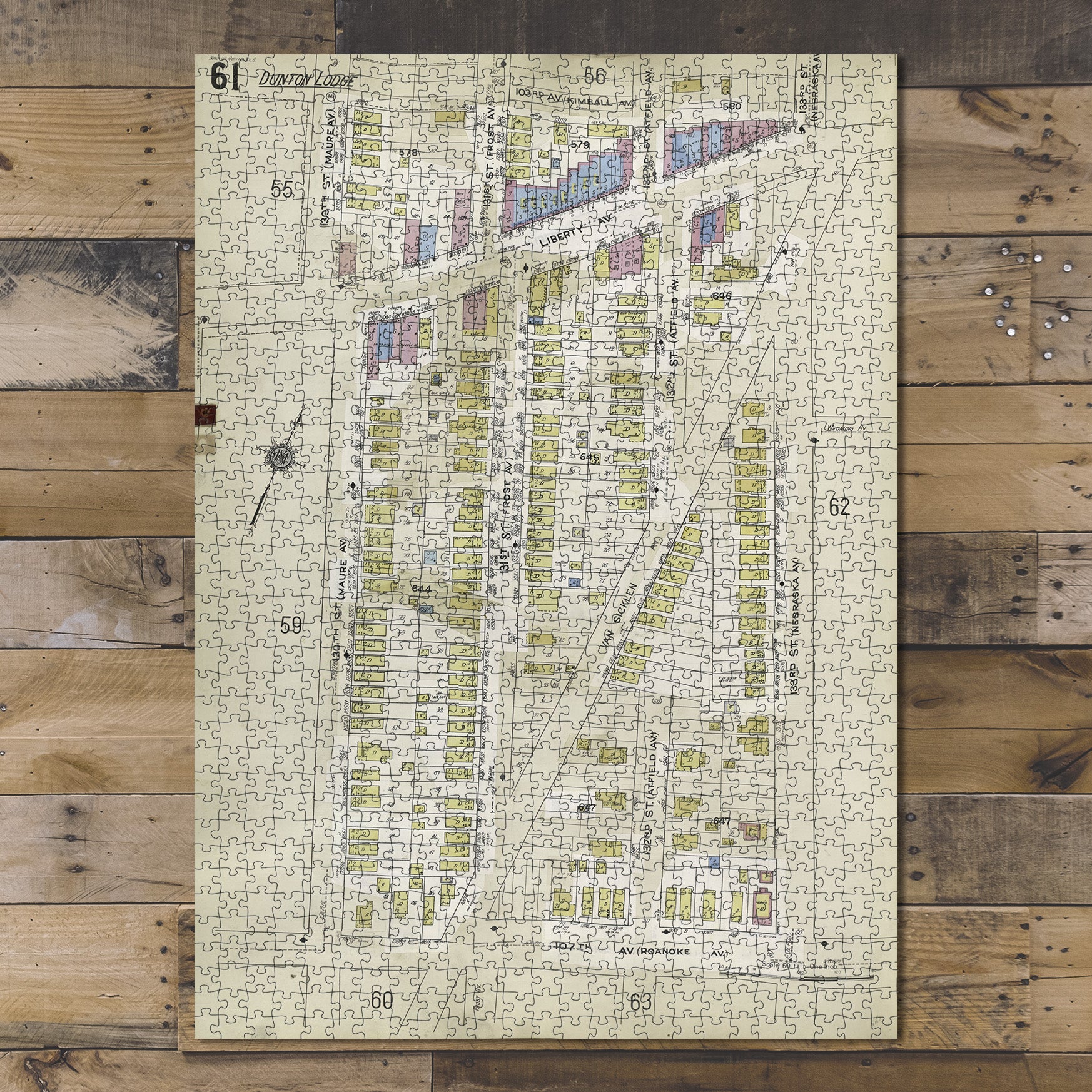1000 Piece Jigsaw Puzzle 1884 Map of New York Queens V. 6, Plate No. 61 Map