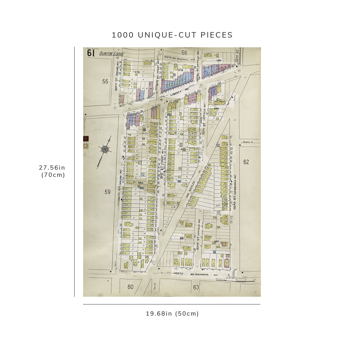 1000 Piece Jigsaw Puzzle: 1884 Map of New York Queens V. 6, Plate No. 61 Map