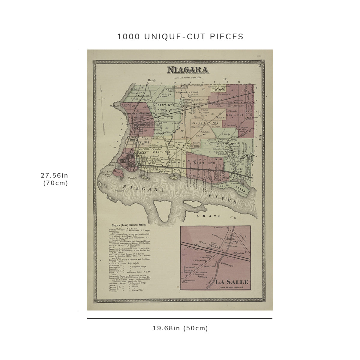 1000 Piece Jigsaw Puzzle: 1875 Map of Philadelphia Niagara Townshi; Niagara (Town)
