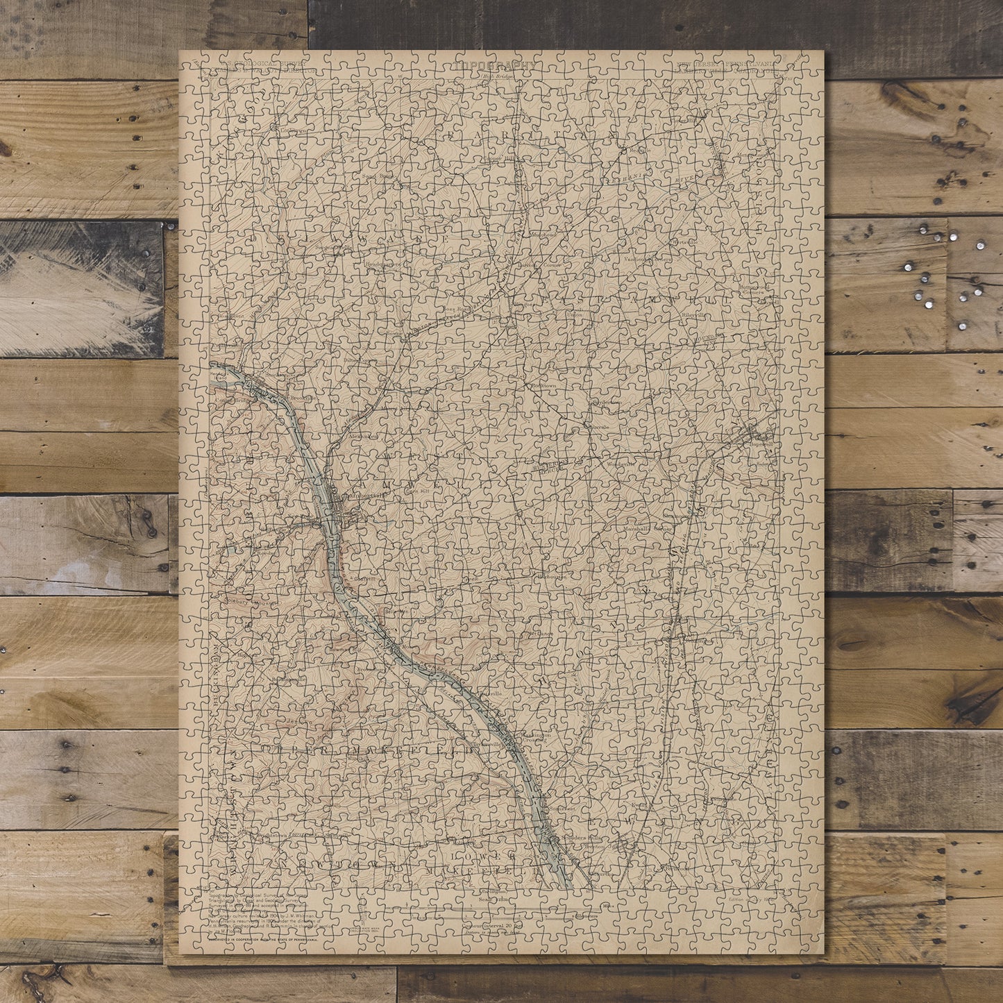 1000 Piece Jigsaw Puzzle Map of Washington Lambertville, survey of 1887-88, ed. of 1906
