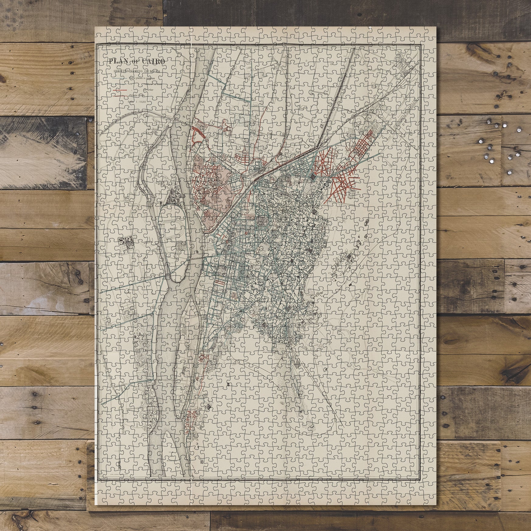 1000 Piece Jigsaw Puzzle 1904 Map of Plan of Cairo shewing naming of roads | Vintage