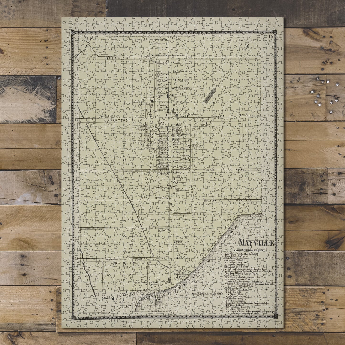 1000 Piece Jigsaw Puzzle 1867 Map of Philadelphia Mayville Village Mayville Business