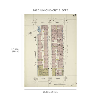 1000 Piece Jigsaw Puzzle: 1884 Map of New York Manhattan, V. 2, Plate No. 42 Map