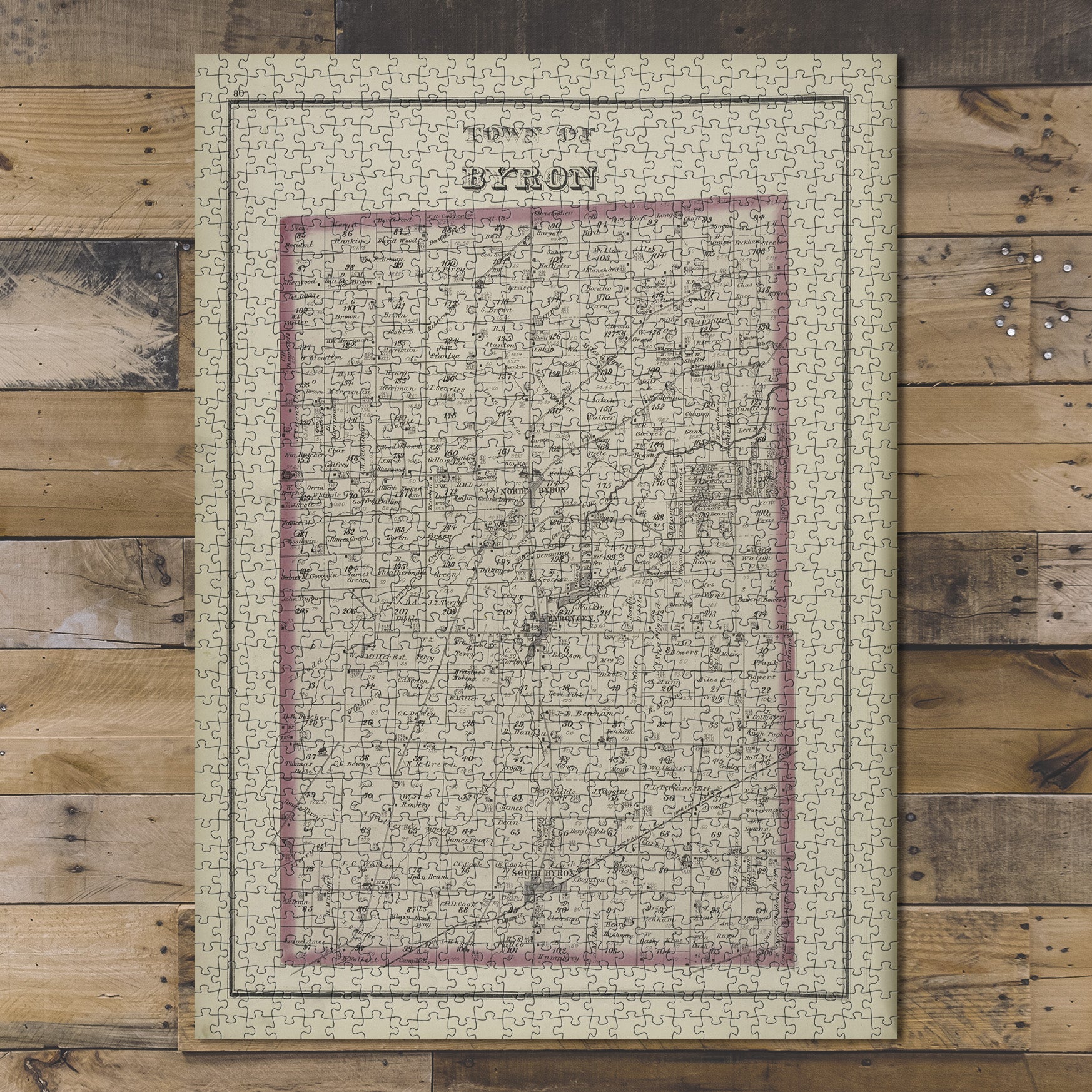 1000 Piece Jigsaw Puzzle 1876 Map of Philadelphia Town of Byron Townshi Everts