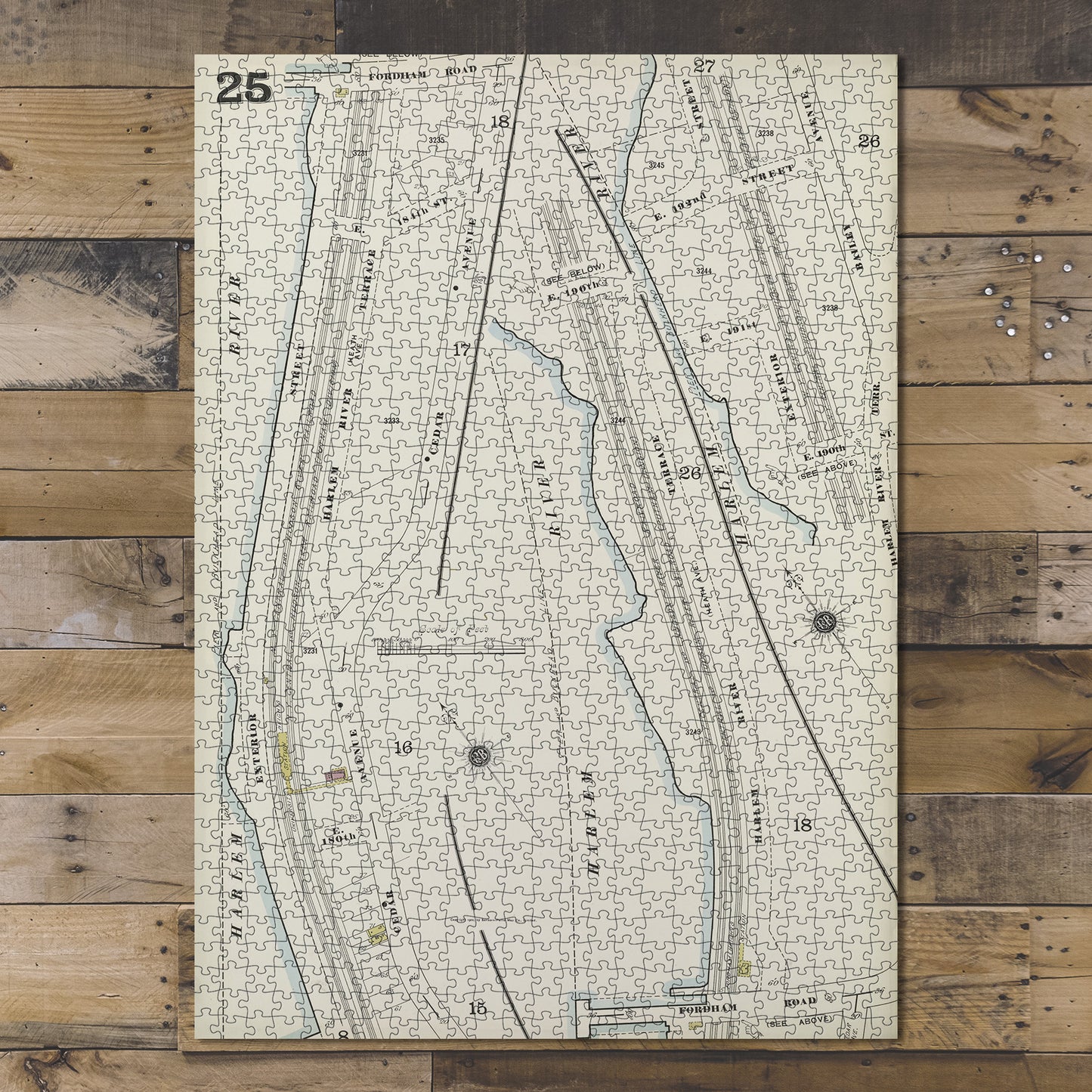 1000 Piece Jigsaw Puzzle 1884 Map of New York Bronx, V. 13, Plate No. 25 Map