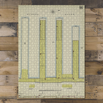 1000 Piece Jigsaw Puzzle 1884 Map of New York Manhattan, V. 1, Plate No. 96 Map