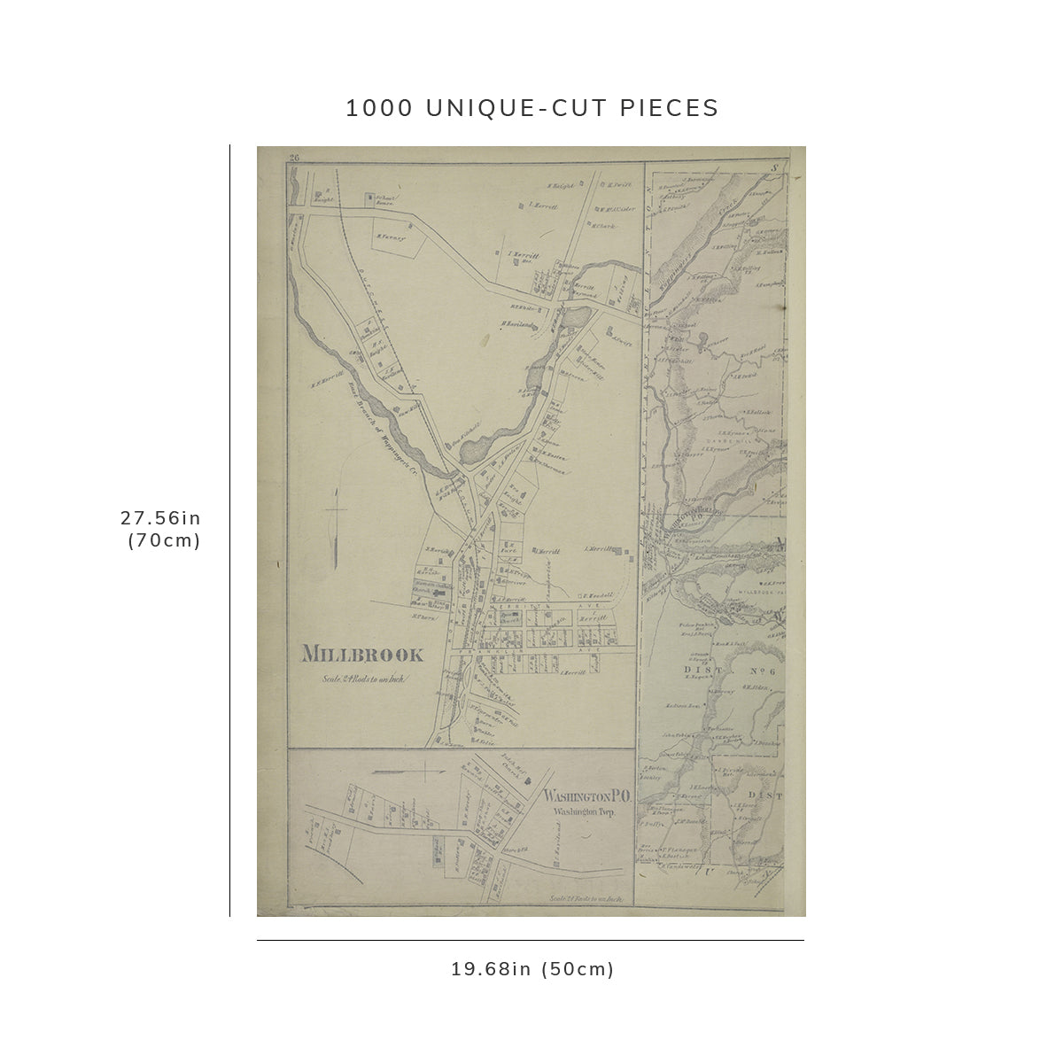 1000 Piece Jigsaw Puzzle: 1876 Map of Reading, Pa. Millbrook Village Washington P.O.