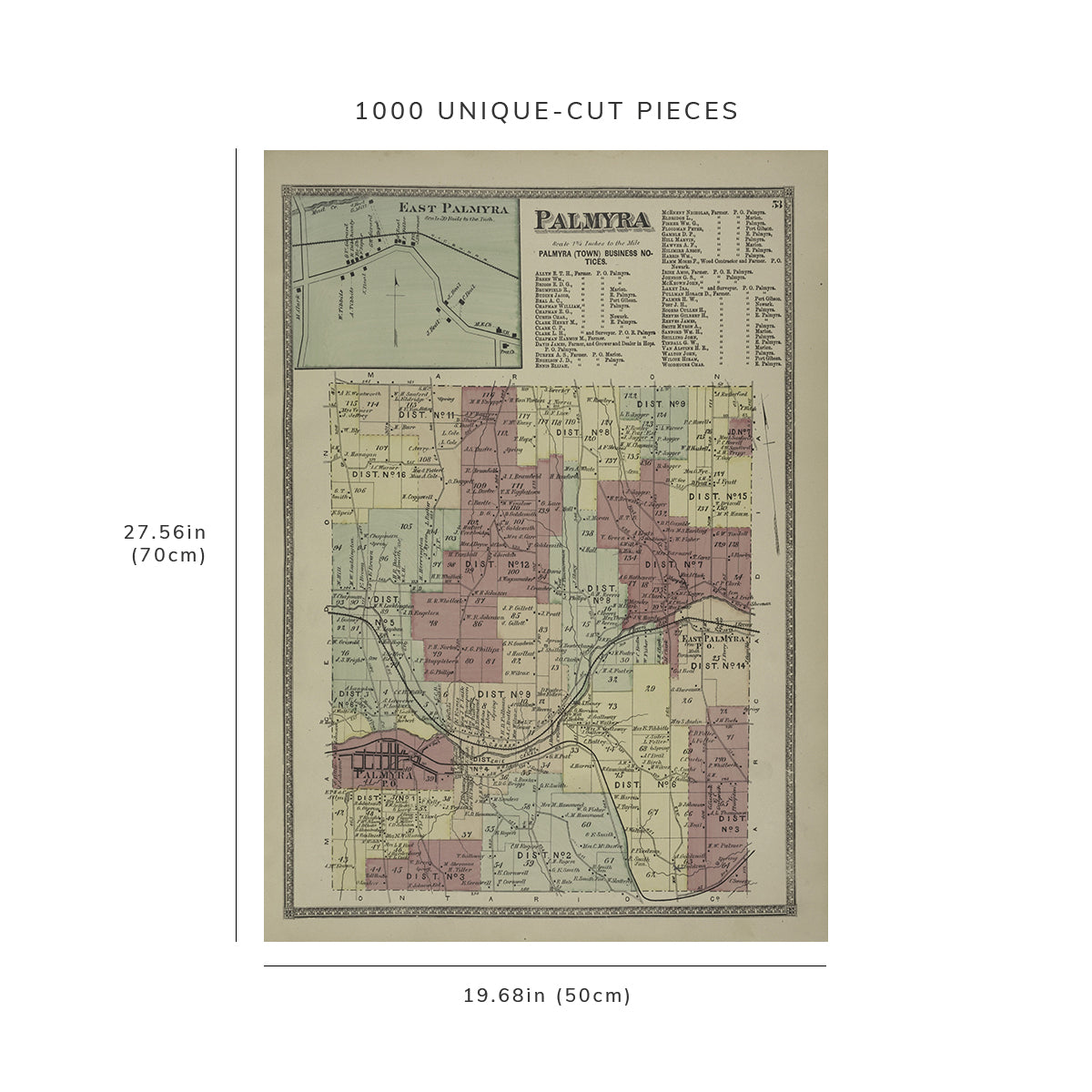 1000 Piece Jigsaw Puzzle: 1874 Map of Philadelphia East Palmyra Village Palmyra Townshi