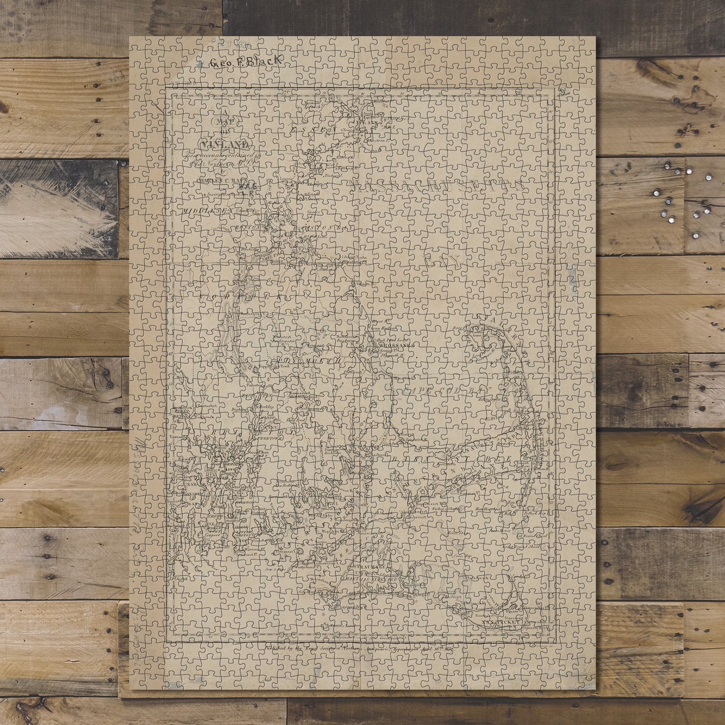 1000 Piece Jigsaw Puzzle 1837 Map of Copenhagen A Map of Vinland Rafn, Charles C.