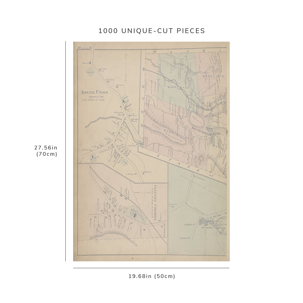 1000 Piece Jigsaw Puzzle: 1876 Map of Reading, Pa. Amenia Union Village Clinton Corners
