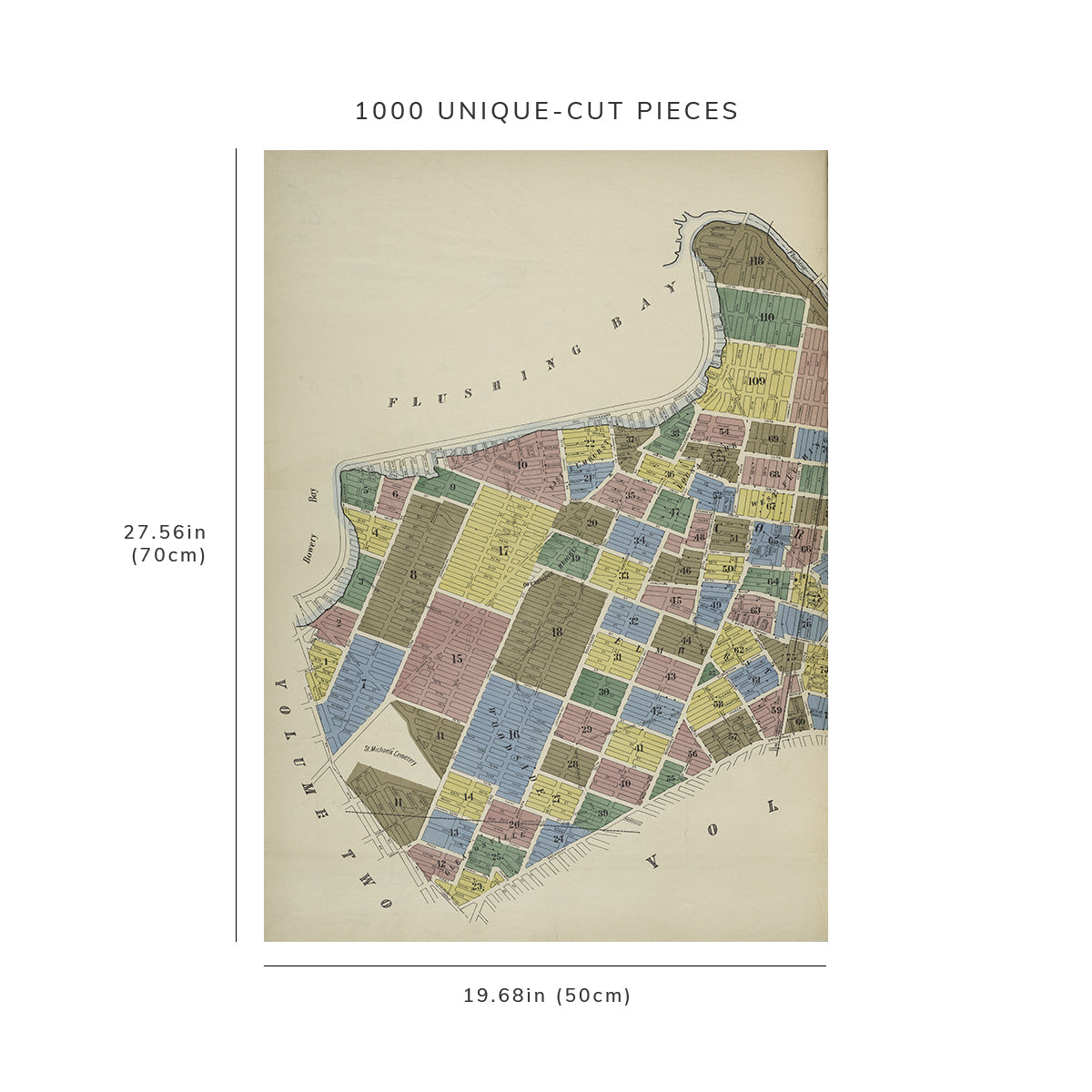 1000 Piece Jigsaw Puzzle: 1884 Map of New York Key Continued Sanborn Map Company | Vinta