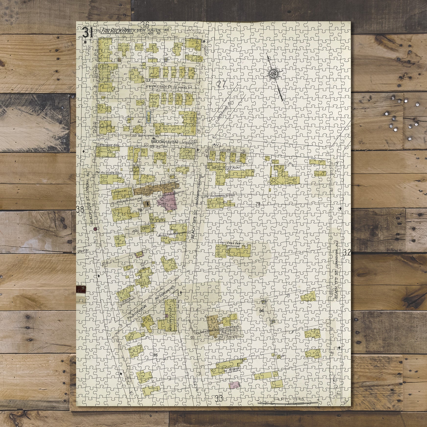 1000 Piece Jigsaw Puzzle 1912 Map of New York Queens V. 8, Plate No. 31 Map