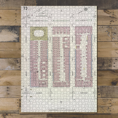 1000 Piece Jigsaw Puzzle 1884 Map of New York Manhattan V. 7, Plate No. 73 Map