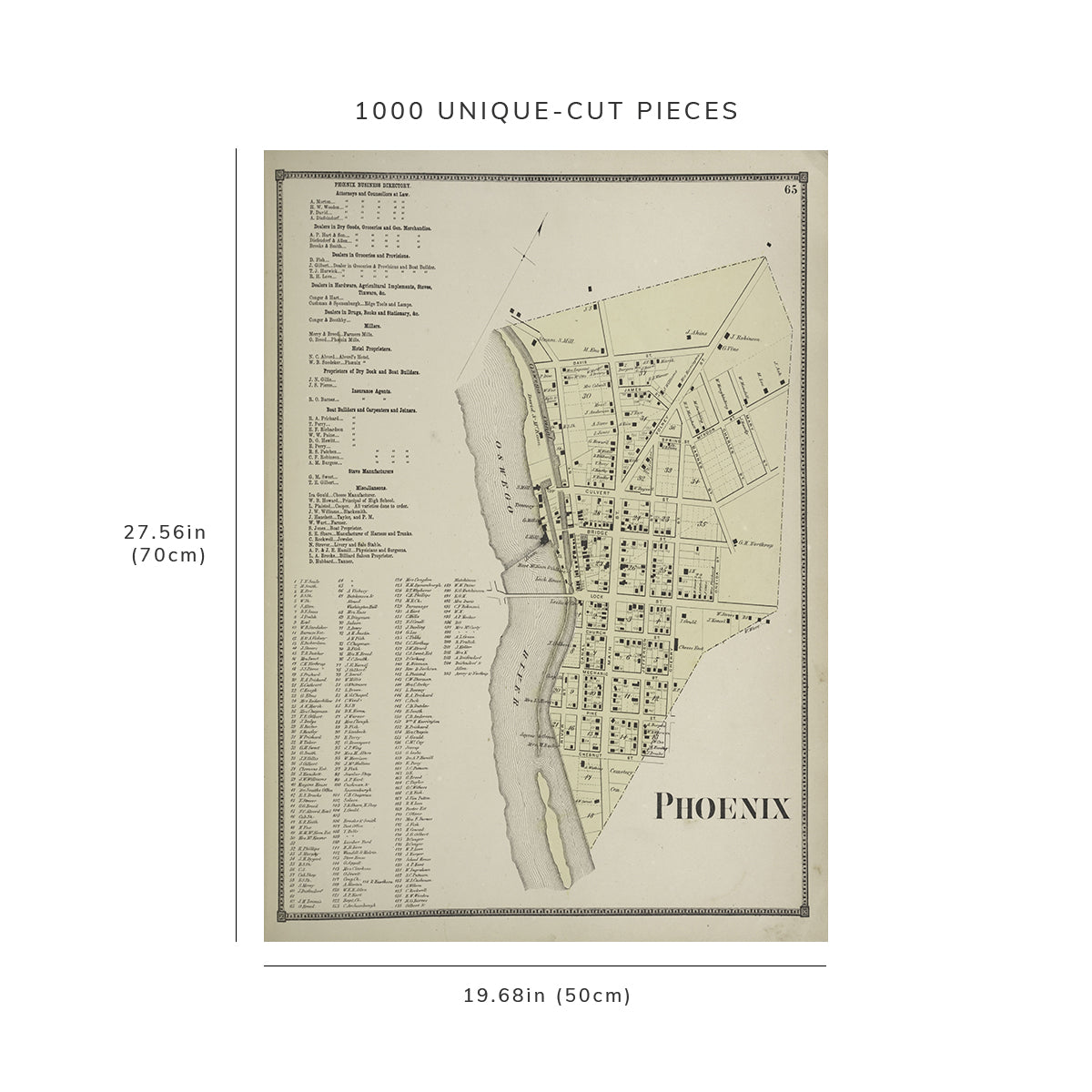1000 Piece Jigsaw Puzzle: 1867 Map of Philadelphia Phoenix Business Directory. Phoenix