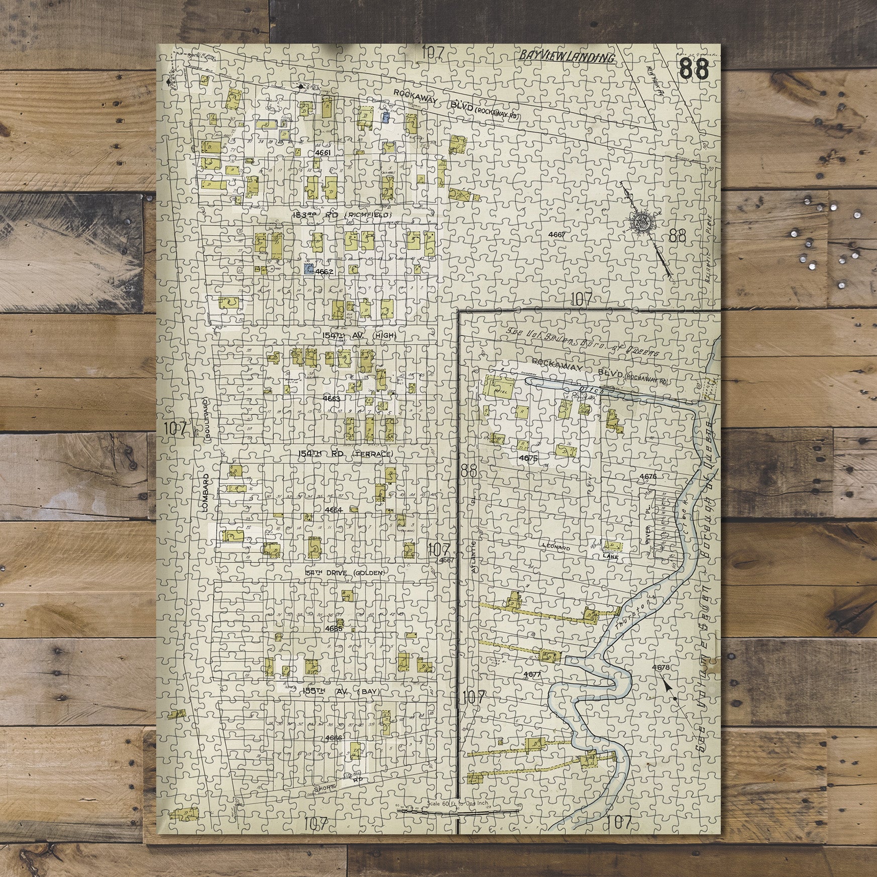 1000 Piece Jigsaw Puzzle 1884 Map of New York Queens V. 6, Plate No. 88 Map