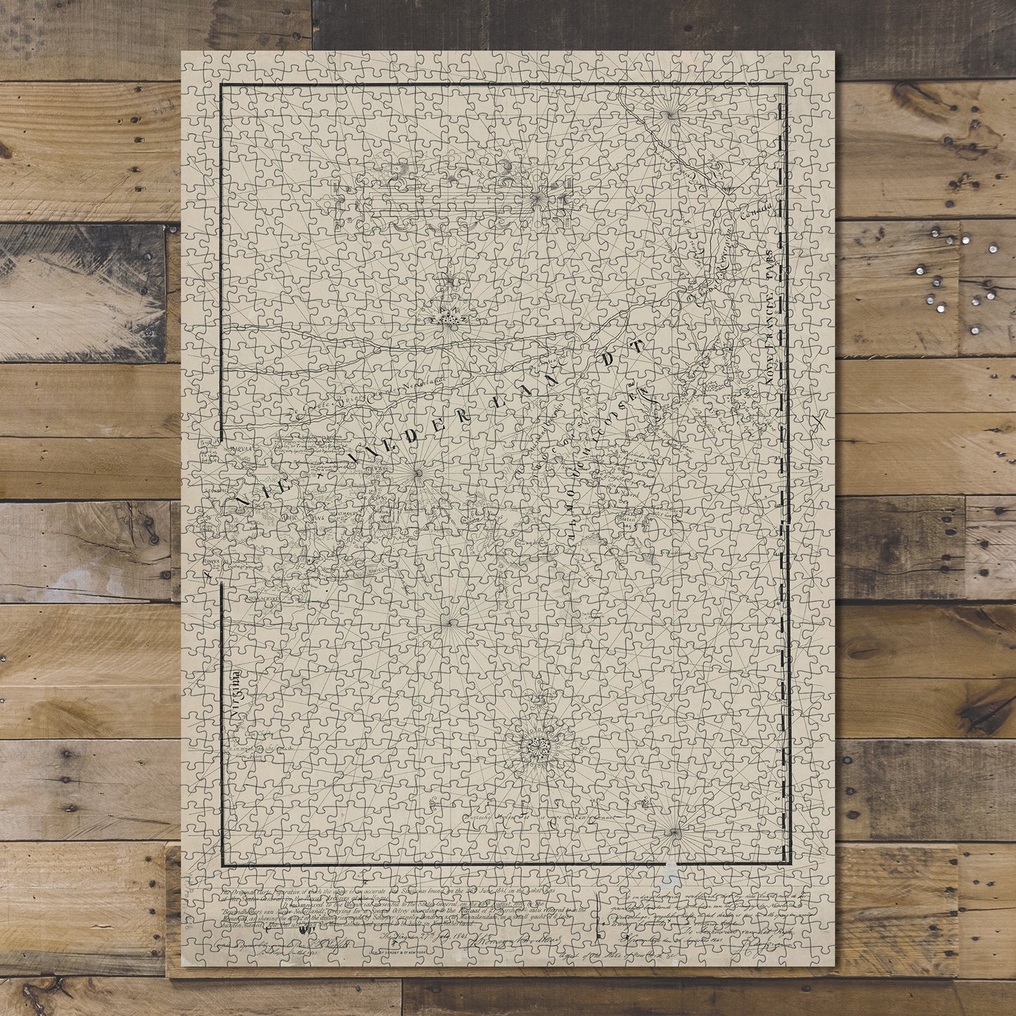 1000 Piece Jigsaw Puzzle 1841 Map of New York, N.Y. Nieu Nederlandt Loffelt, P. H.