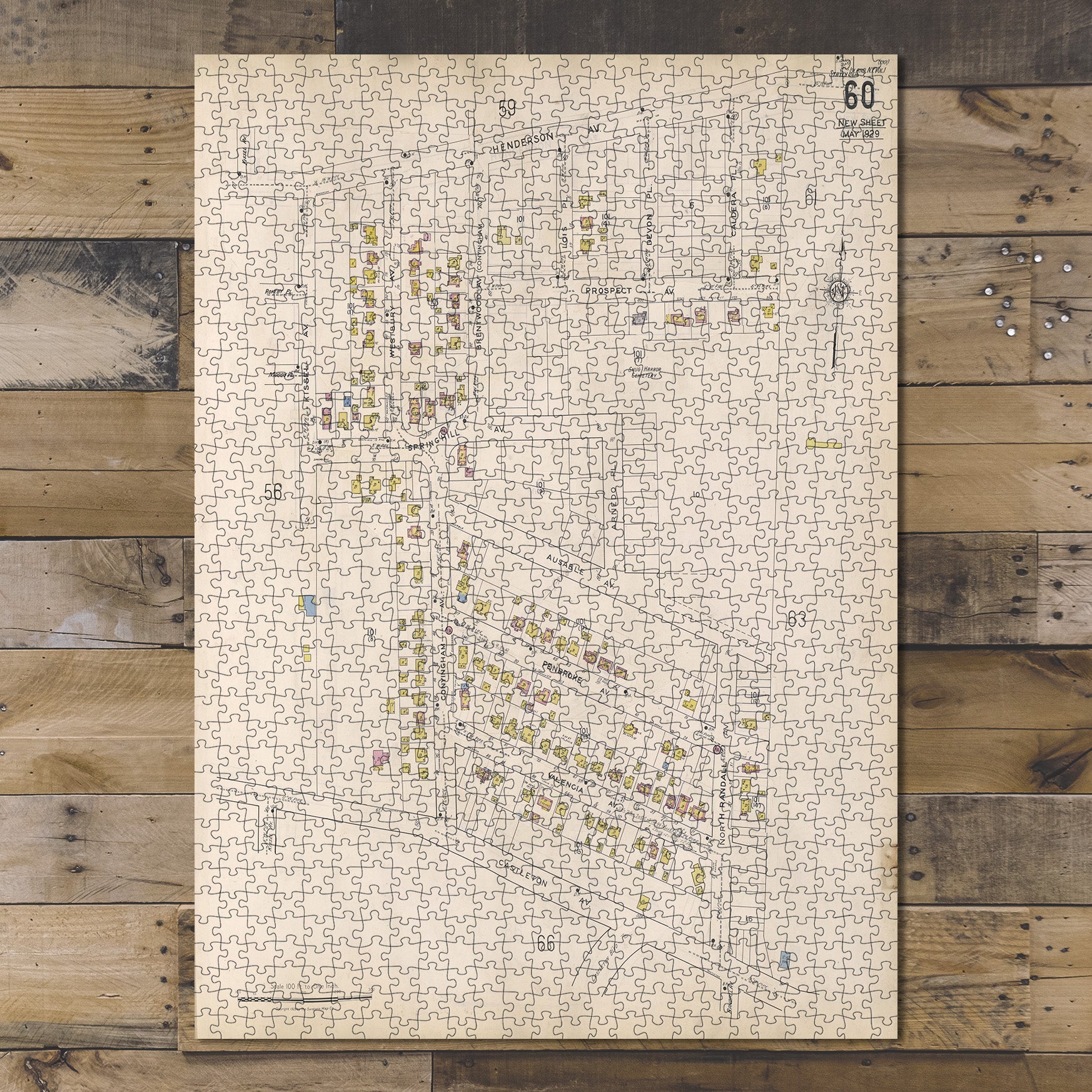 1000 Piece Jigsaw Puzzle Map of New York Staten Island, V. 1, Plate No. 60 Map