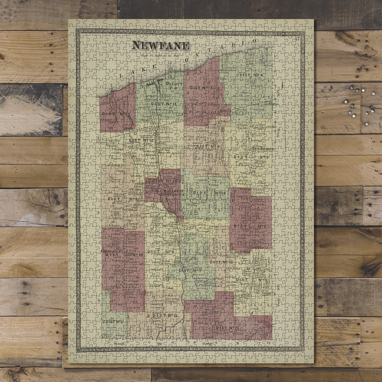 1000 Piece Jigsaw Puzzle 1875 Map of Philadelphia Newfane Townshi D.G. Beers & Co.