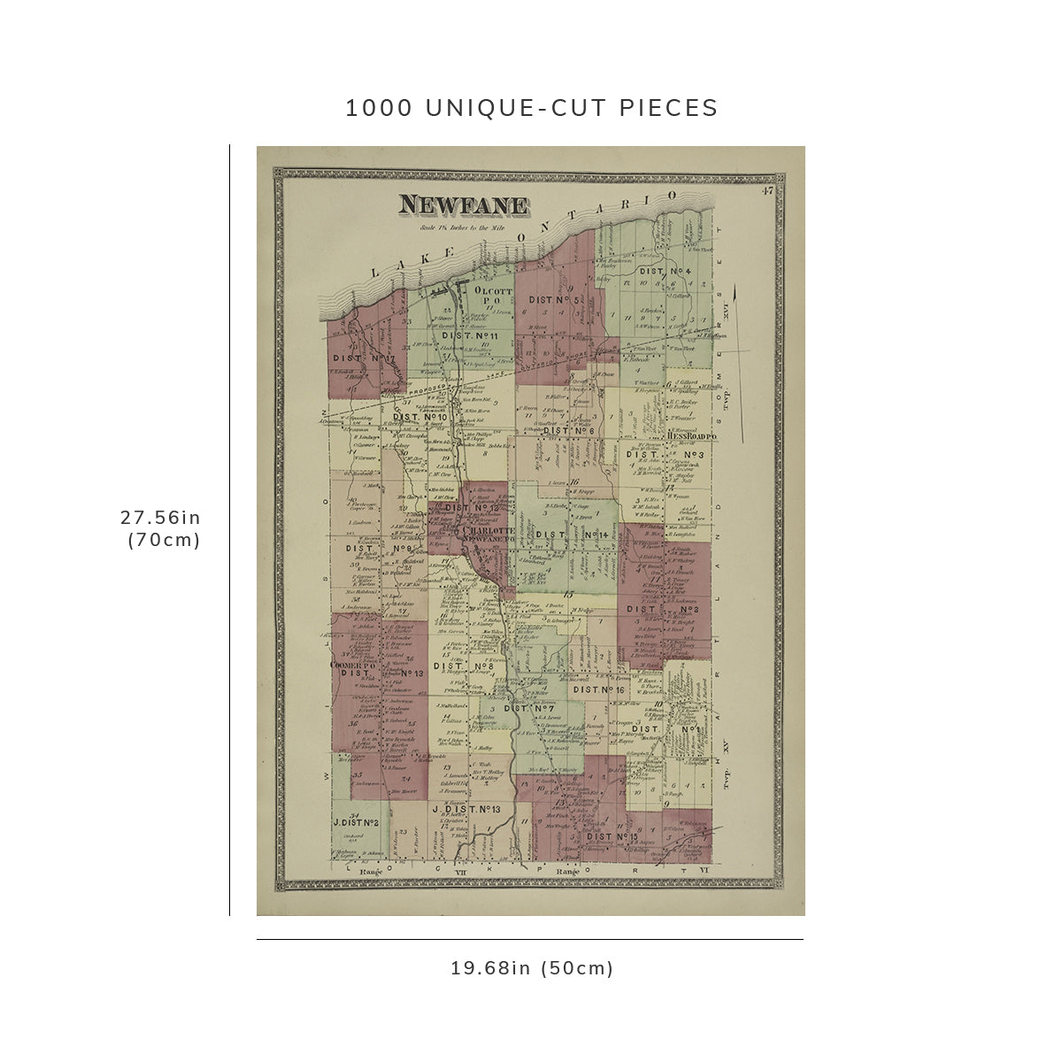 1000 Piece Jigsaw Puzzle: 1875 Map of Philadelphia Newfane Townshi D.G. Beers & Co.