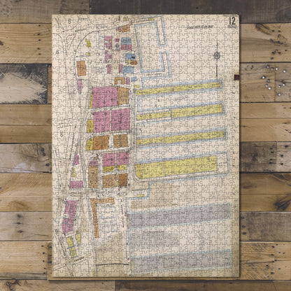 1000 Piece Jigsaw Puzzle Map of New York Staten Island, V. 1, Plate No. 12 Map