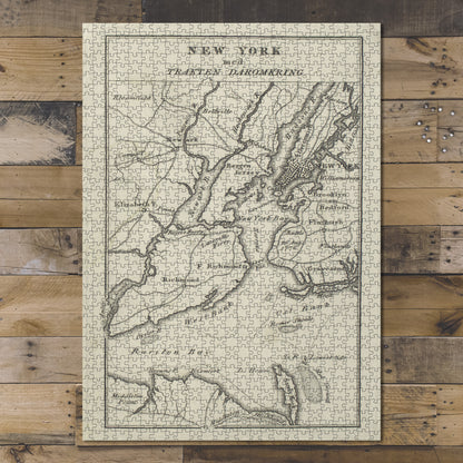 1000 Piece Jigsaw Puzzle ca. 1828 Map of Stockholm New York med trakten