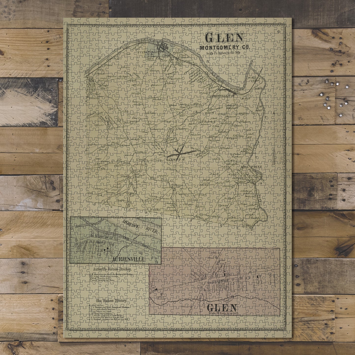 1000 Piece Jigsaw Puzzle 1868 Map of New York Glen Montgomery Co. Townshi; Auriesville