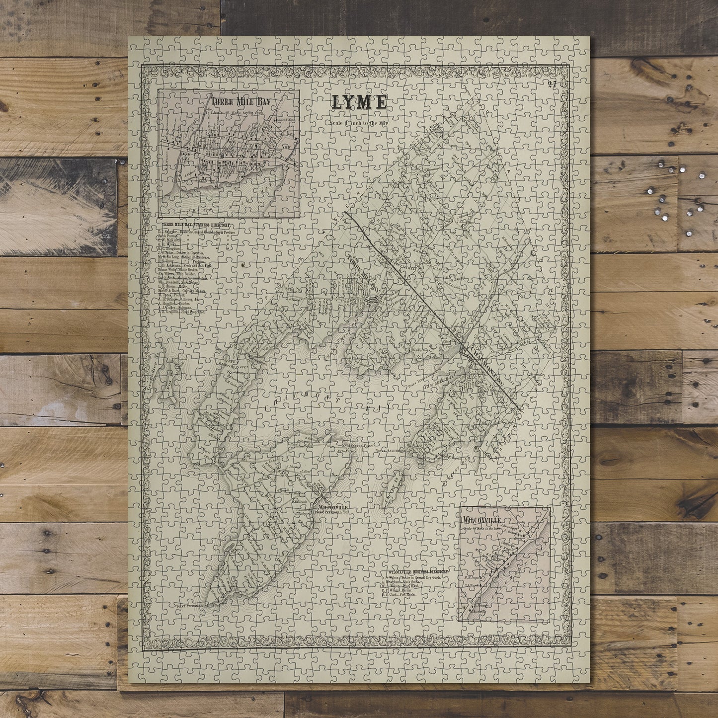 1000 Piece Jigsaw Puzzle 1864 Map of Philadelphia Three Mile Bay Village Three Mile Bay