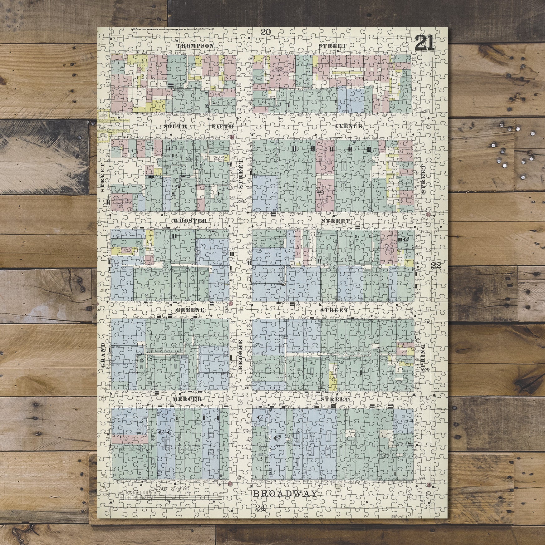 1000 Piece Jigsaw Puzzle 1884 Map of New York Manhattan, V. 1, Plate No. 21 Map