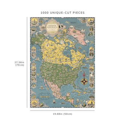 1000 piece puzzle - 1945 | A pictorial Map Of North America | Jigsaw games | Family Entertainment