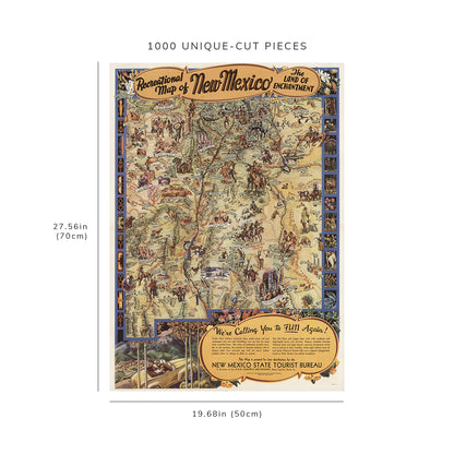 1000 piece puzzle - 1946 | Recreational Map Of New Mexico | The Land Of Enchantment | Unique gift