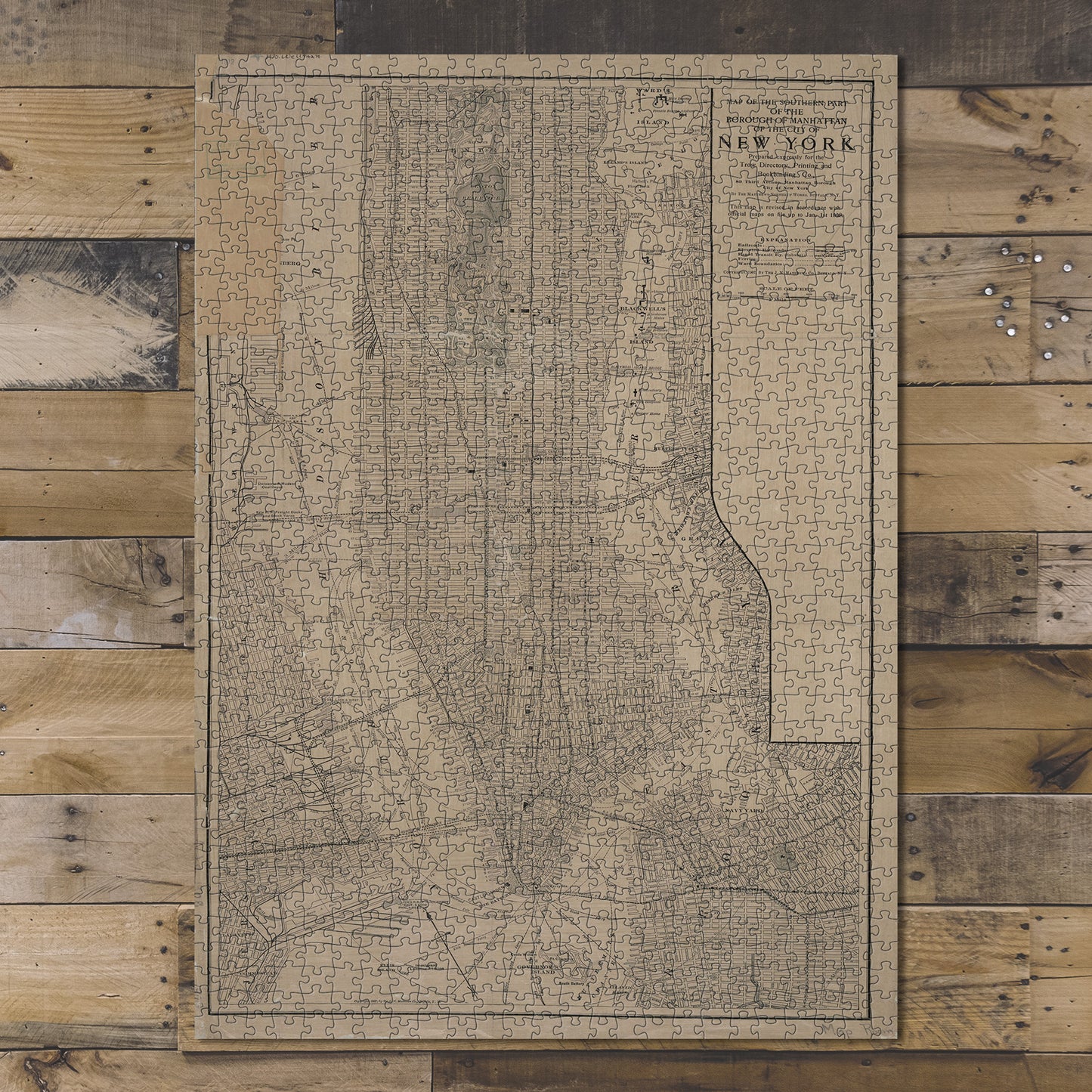 1000 Piece Jigsaw Puzzle Map of Map of the southern part of the Borough of Manhattan