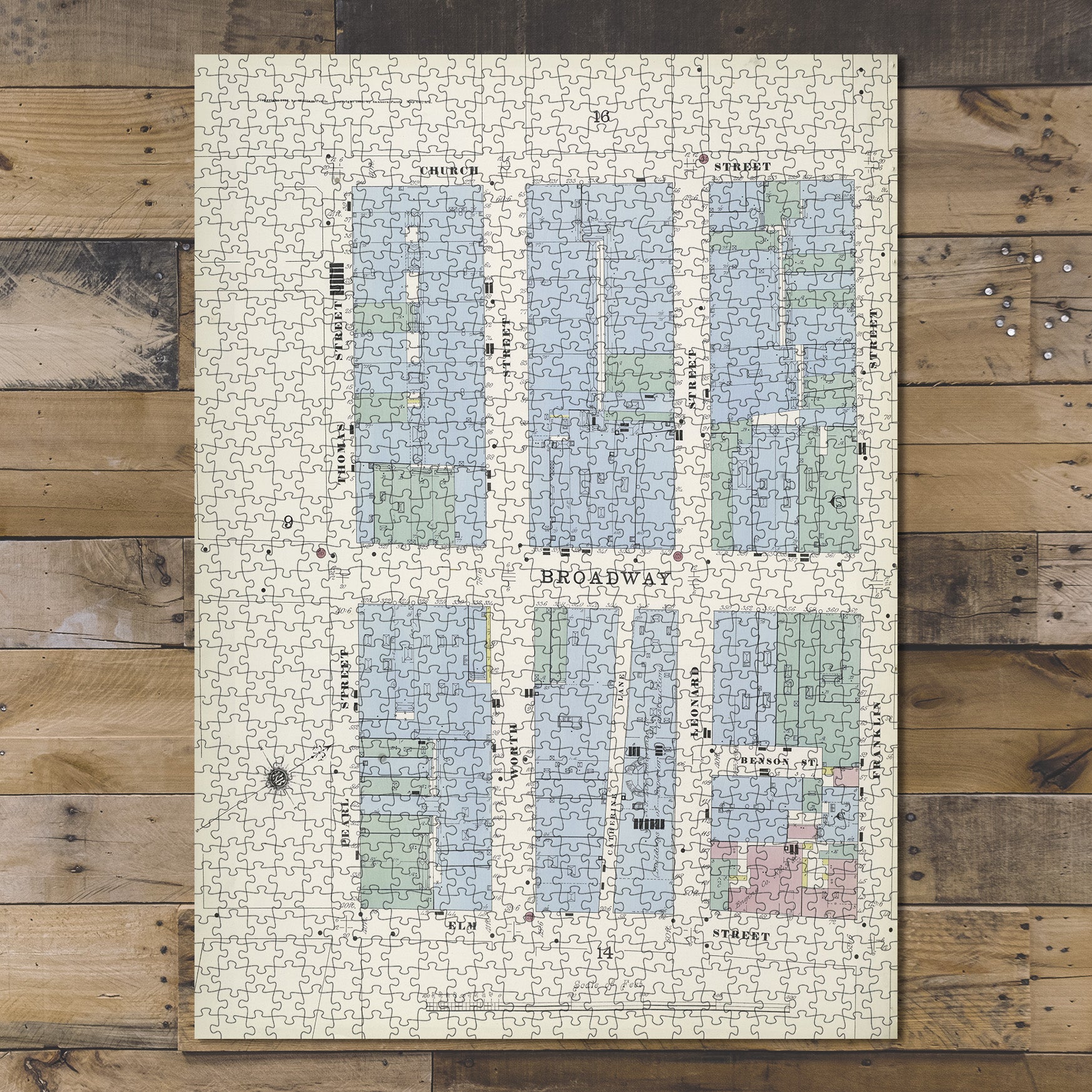 1000 Piece Jigsaw Puzzle 1884 Map of New York Manhattan, V. 1, Plate No. 15