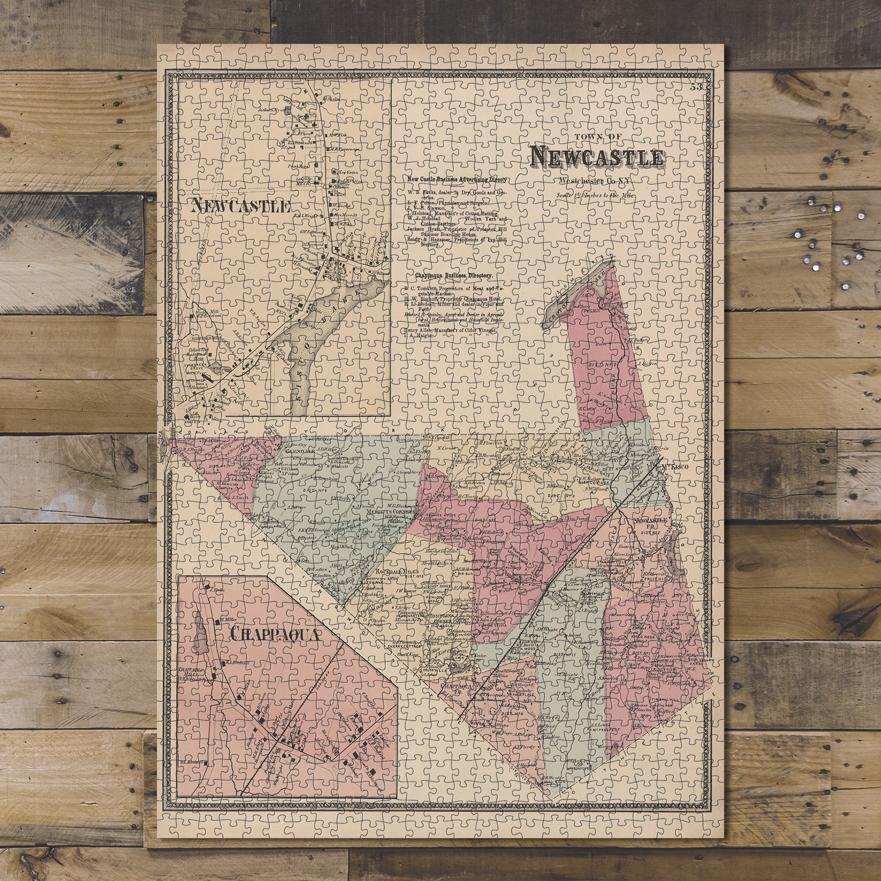1000 Piece Jigsaw Puzzle 1868 Map of New York Plate 53 Town of Newcastle, Westchester