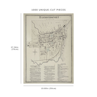 1000 Piece Jigsaw Puzzle: 1873 Map of Philadelphia Hammondsport Village Hammondsport