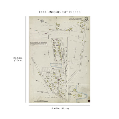 1000 Piece Jigsaw Puzzle: 1884 Map of New York Queens V. 3, Plate No. 104 Map