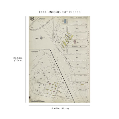 1000 Piece Jigsaw Puzzle: 1884 Map of New York Queens V. 3, Plate No. 103 Map