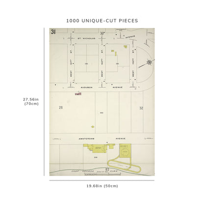 1000 Piece Jigsaw Puzzle: 1884 Map of New York Manhattan, V. 12, Plate No. 31 Map