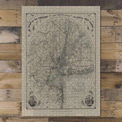 1000 Piece Jigsaw Puzzle Map of Map of the country thirty-three miles around the city
