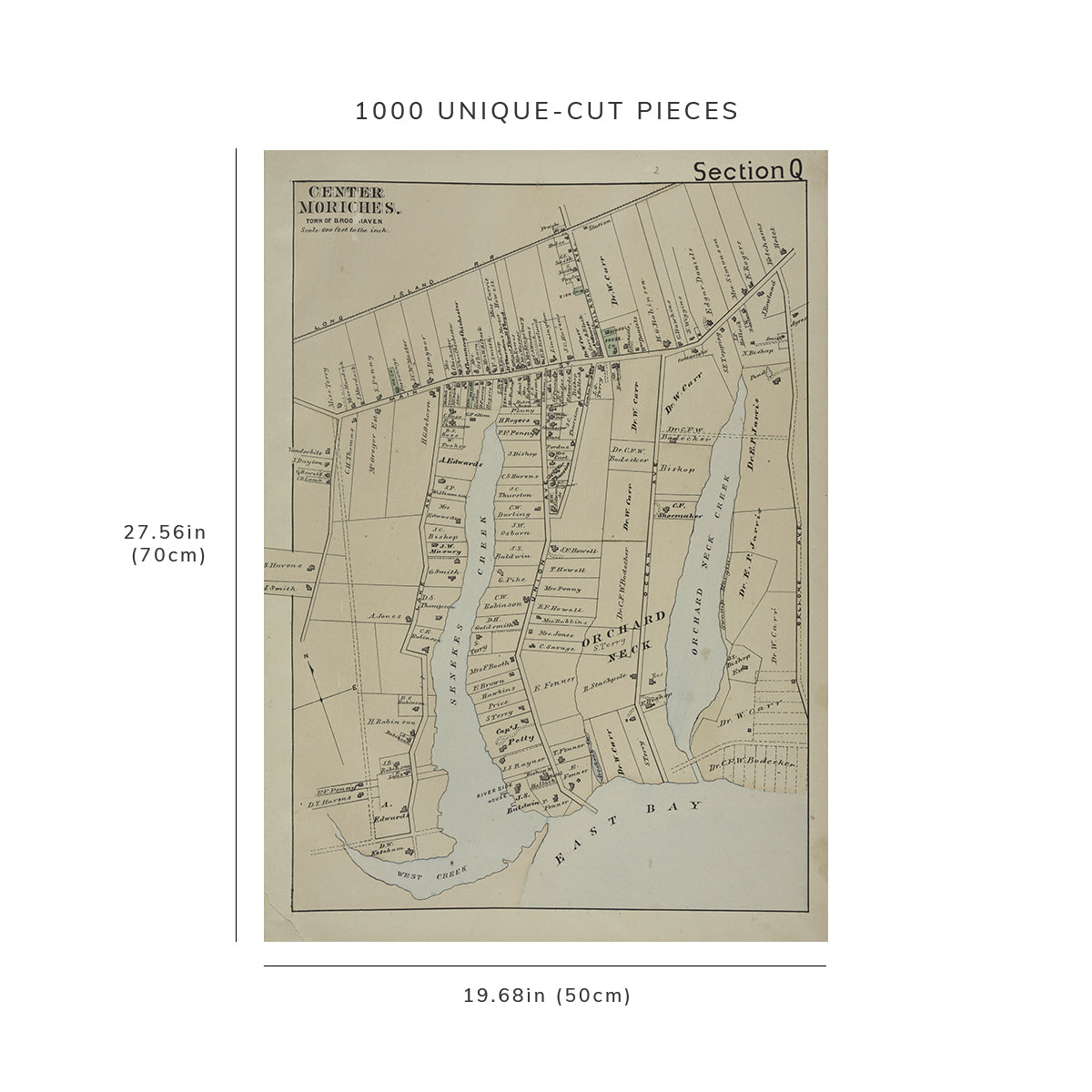 1000 Piece Jigsaw Puzzle: 1888 Map of New York Center Moriches. Villag Wendelken & Co.