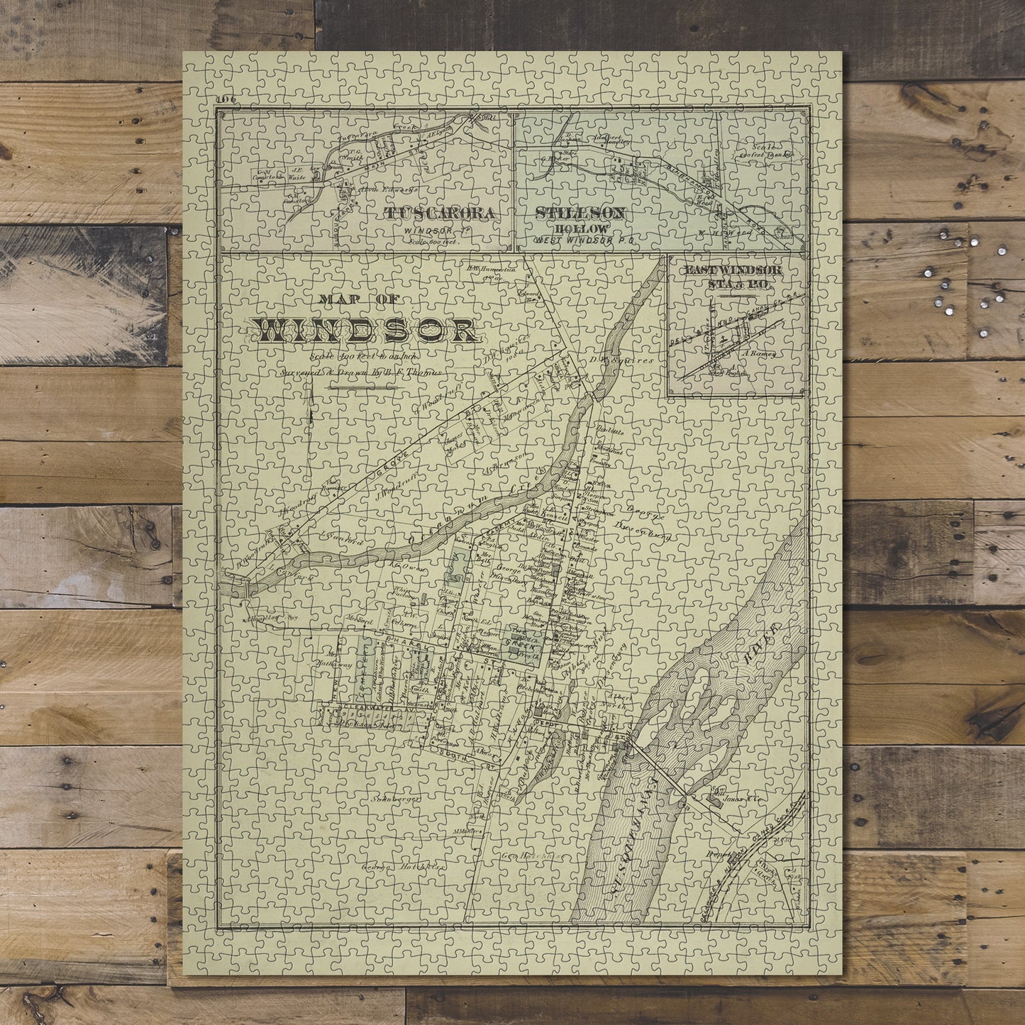 1000 Piece Jigsaw Puzzle 1876 Map of Philadelphia Tuscarora, Windsor TP Village