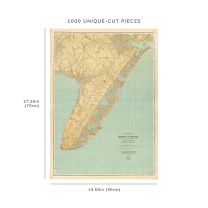 1000 piece puzzle - 1888 Map of State Atlas 17 Cape May | Family Entertainment | Fun Activity | Hand made